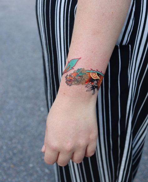 Pittakkm Tattoo, Pitta Kkm, Ideas Of March, Watercolor Wrist Tattoo, Le Tattoo, Cuff Tattoo, Dragon Tattoo For Women, Wicked Tattoos, Marvel Tattoos