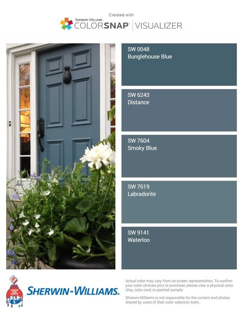 Best blue front door paint colors Best Front Door Colors, Exterior Door Colors, Interior Paint Colors Schemes, Best Front Doors, Blue Front Door, Front Door Paint Colors, Farmhouse Front Door, Door Paint Colors, Blue Paint Colors