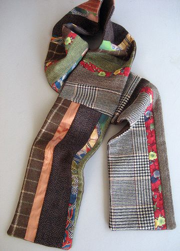 Patchwork Scarf | by Handpicked Patchwork Scarf, Sewing Dress, Tie Crafts, Fabric Scarf, Diy Scarf, Repurposed Clothing, Wool Projects, Diy Couture, Fabric Projects