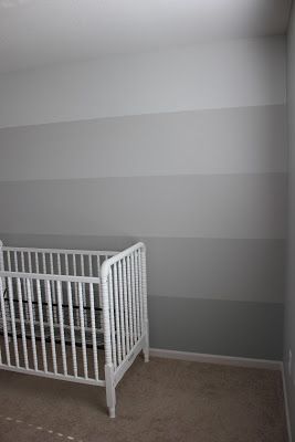 And 3 Become 4...: 21 Weeks Gray Striped Walls, Headboard Ideas, Ombre Wall, Gray Walls, House Tips, Striped Walls, Inspiring Interiors, Wall Stencil, Wall Paint Designs