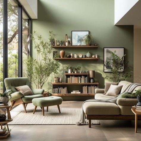 Brown And Green Living Room, Living Room Design Green, Conservatory Ideas, Green Living Room Decor, Green Walls, Living Room Design Decor, Brown Living Room, Home Design Living Room, Living Room Green