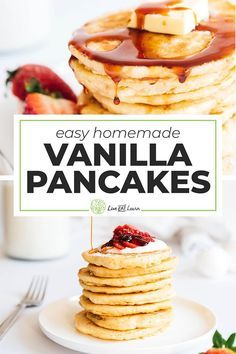 Sweet Pancake Recipe, Vanilla Pancakes, Flavored Pancakes, Fluffy Pancake Recipe, Homemade Pancake Recipe, Best Pancake Recipe, Pancakes From Scratch, Vanilla Recipes, Lazy Weekend