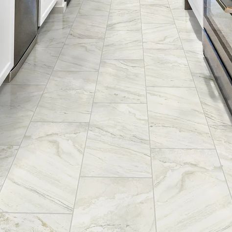 Famed 12" x 24" Porcelain Marble Look Wall & Floor Tile 12x24 Tile, Marble Tile Floor, Carrera Marble, Marble Flooring, Marble Look Tile, Kitchen Floor Tile, Marble Tile, Faux Marble, Floor Tile