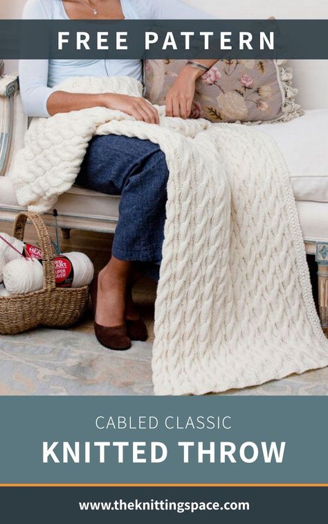 Crochet Pram Blanket, Knit Afghan Patterns Free, Knitted Throw Patterns, Knit Throw Blanket Pattern, Knit Afghan Patterns, Fall Knitting Patterns, Knitting Space, Cable Knit Throw Blanket, Cable Knit Blankets