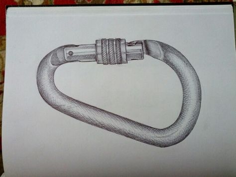 Carabiner, done in ballpoint pen. Carabiner Drawing, Carabiner Tattoo, Design Produk, Camping Tattoo, Gear Tattoo, Mountain Drawing, Doodle Tattoo, Human Canvas, Watercolour Inspiration