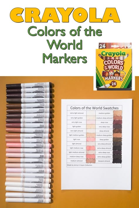 24 Crayola Colors of the World Markers Review and Swatches | Jenny's Crayon Collection Colors Of The World Crayola Art, Crayola Colors Of The World, Cute Markers, Iris Cabin, Water Based Markers, Funny Objects, Crayola Art, Colors Of The World, Crayola Markers