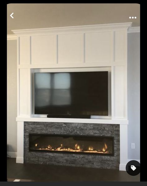 Eye Level Tv Fireplace, Electric Fireplace Ideas With Tv And Sound Bar, Linear Fireplace With Tv Above Farmhouse, Whimsical Craftsman, Recessed Tv Over Fireplace, Electric Fireplace Under Tv, Fireplace Under Tv, Dimplex Ignite Xl, Condo Fireplace