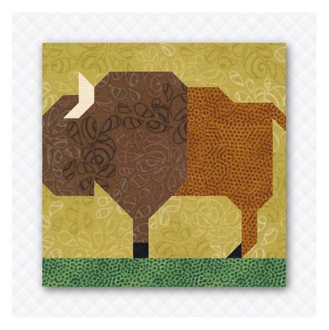 Buffalo Quilt Pattern, Bison Quilt, Buffalo Quilt, National Park Quilt Blocks, National Park Patches, Quilt Squares, National Days, Scrap Quilt, Animal Quilts