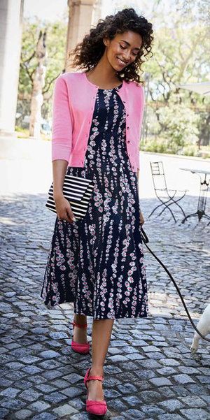 Black Midi Dresses, Light Cardigan, Her Closet, Pink Cardigan, Black Midi, Black Midi Dress, How To Style, Midi Dresses, Spring And Fall