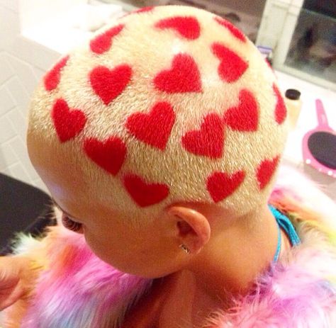 In love with this blonde/red heart hair      ♡͚༻ི༏༊༄࿐࿔༶ Shaved Head Designs, Valentines Hairstyles, Valentine Hair, Shaved Hair Designs, Buzzed Hair, Rainbow Hair Color, Bald Hair, Hair Tattoos, Corte De Cabelo Masculino