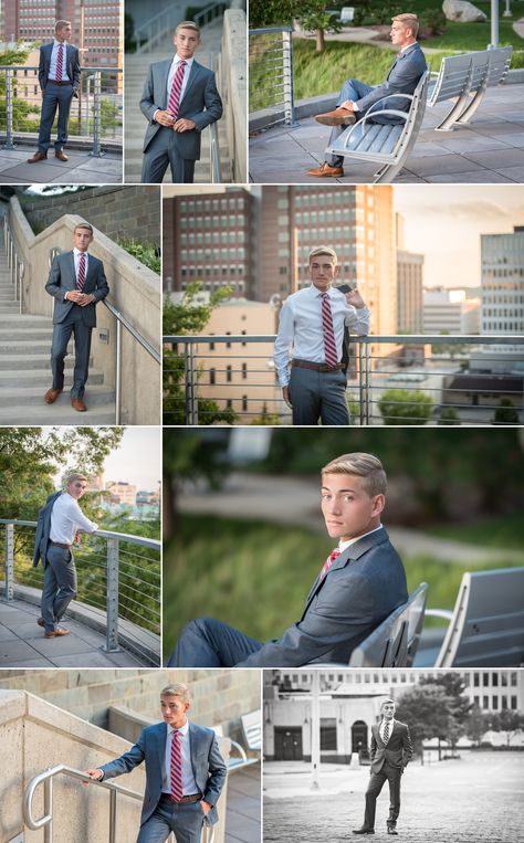 senior guy posing, Grand Rapids guy senior pictures, urban senior photos, city, industrial locations, guy suit poses Senior Picture Ideas For Guys Suit, Speedlight Photography, Male Graduation, Pictures Downtown, Poses Male, Senior Pictures Downtown, Mens Photoshoot, Senior Photos Boys, Senior Photography Poses