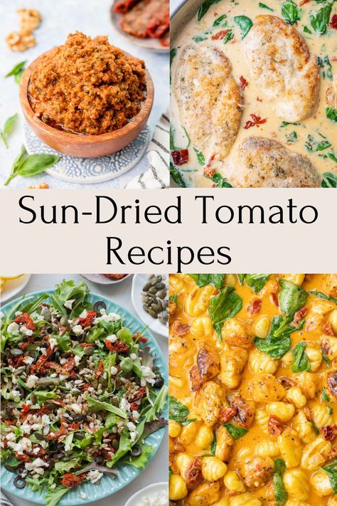 Sun Dry Tomatoes Recipes, Dried Tomatoes Recipes, Sun Dried Tomato Recipes, Meat Tomato Sauce, Tomato Recipes Healthy, Sundried Tomato Recipes, Flatbread Toppings, Tortellini Bake, Goat Cheese Recipes