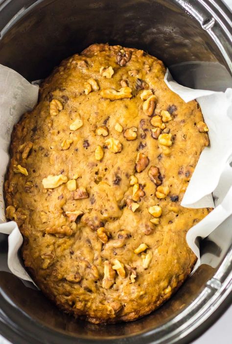 Crock Pot Banana Bread Easy, Banana Bread Crockpot Recipe, Crock Pot Banana Bread, Crockpot Banana Bread, Bisquick Banana Bread, Slow Cooker Banana Bread, Oatmeal Banana Bread, Slow Cooker Oatmeal, Crock Pot Bread