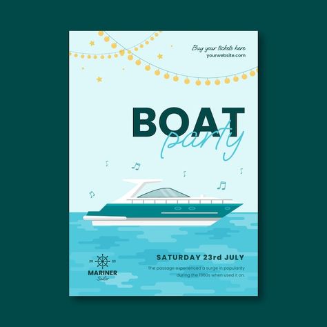 Boat Party Invitations, Yacht Party Invitation, Act Of Kindness Quotes, Cruise Theme, Party Boat, Yacht Party, Party Invite Design, Boat Party, Free Birthday