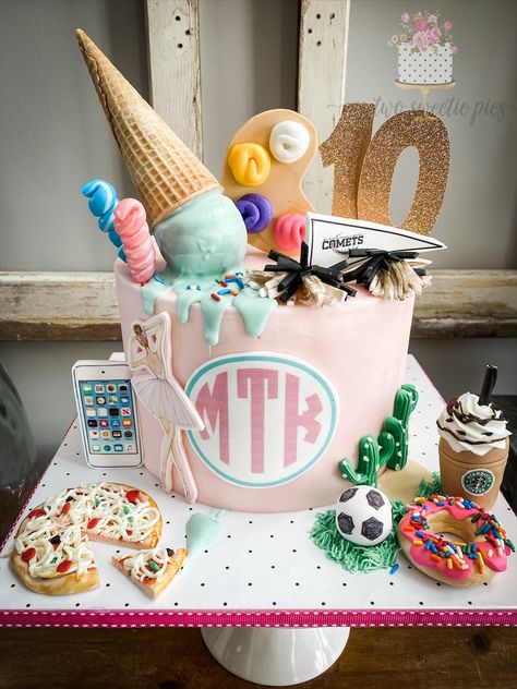 10 Is Sweet Birthday, Double Digit Birthday Cake, Birthday Theme For 11 Year Girl, Perfect 10 Birthday Party Theme, 12th Birthday Cake Girl, 10th Birthday Ideas Girl, Double Digits Birthday Cake, Girls 10th Birthday Cake, 10th Birthday Cake Girl