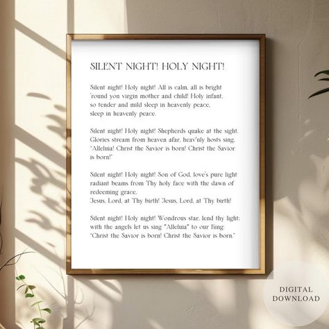 Silent Night Christmas Hymn Wall Art Christian Song Wall Art Religious Home Decor Sign Christmas Song Lyrics Print Hymn Carol Quote Poster - Etsy Australia Song Wall Art, Christmas Song Lyrics, Christmas Songs Lyrics, Hymn Wall Art, Song Lyric Print, Religious Wall Art, Wall Art Christian, Christian Songs, Art Christian