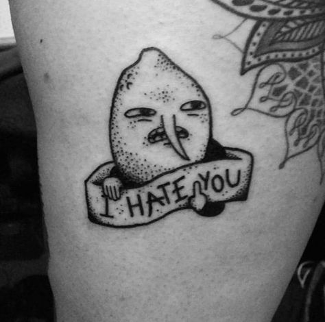 Lemongrab Tattoo, Adventure Time Tattoo, Spooky Tattoos, Badass Tattoos, Funny Tattoos, Cartoon Tattoos, Time Tattoos, Tattoo Flash Art, Dope Tattoos