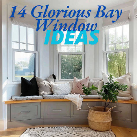 Designed to just out from the walls of the home, bay windows can bring lots of benefits to the room. They supply an extra dose of natural light while giving the room a unique personality. Bay windows look good from the inside but also contribute to a more stylish exterior appearance. The use of bay windows represents a staple of Victorian architecture. The main concept refers to embracing more of the natural world outside and allowing the window area to become the centerpiece of the room. Front Room With Bay Window, Bay Window Kitchen Decorating Ideas, Bay Window Sitting Area Bedroom, Bay Window Dressing Table Ideas, Victorian House Bay Window, Small Bay Window Ideas Bedrooms, Ideas For Bay Windows In Kitchen, Bay Window Interior Design, Curved Window Seat Ideas