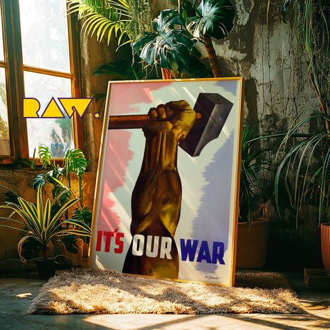 WWII Propaganda Poster / Its Our War, Vintage War Effort Art, Patriotic Wall Decor, Historical Military Poster, Collectible WWII Memorabilia par RetroAestheticWall sur Etsy Wartime Propaganda, Muscular Arm, Wwii Propaganda Posters, Patriotic Wall Decor, Wwii Propaganda, Military Poster, Patriotic Wall, Military Honor, Propaganda Poster