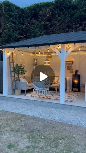 Smaller version of pavillion? Bioethanol Fire, Dunster House, Enclosed Gazebo, Backyard Renovation, Backyard Renovations, Log Burner, Garden Living, Firepit, Floor Tiles