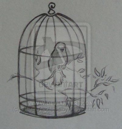 Birdcage Drawing, Bird Cage Art, Cage Art, White Bird Tattoos, Birdcage Tattoo, Small Bird Tattoos, Red Bird Tattoos, Tiny Bird Tattoos, معرض فني