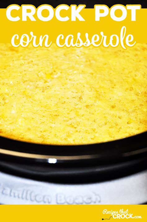 Do you love a good corn casserole (corn pudding or spoon bread)? Or are you looking for a fantastic side to bring to Thanksgiving or Christmas dinner? This Crock Pot Corn Casserole recipe is phenomenal... and as someone who is VERY serious about her corn casseroles, that says a lot! #CrockPot #CornCasserole #FamilyDinner via @recipescrock Corn Pudding Crockpot, Crock Pot Corn Casserole, Corn Casseroles, Corn Casserole Crockpot, Slow Cooker Corn Casserole, Slow Cooker Holiday Recipes, Crockpot Corn, Sweet Corn Casserole, Casserole Crockpot Recipes