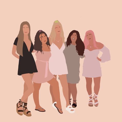 Time Stop Illustration on Instagram: “Girl Squad 👯‍♀️👯‍♀️👯‍♀️ #digitalart #digitalportraitart #portraitart #digitalart #drawing #art #sketch #digitalillustration…” Stop Illustration, Simply Doodle, Girls Squad, Best Friends Cartoon, Night Illustration, Friends Illustration, Boy Illustration, 5 Girls, Cute Sketches