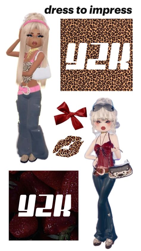 dress to impress Y2K, leopard Scene Queens, Y2k Dress, Dress To Impress, Berry