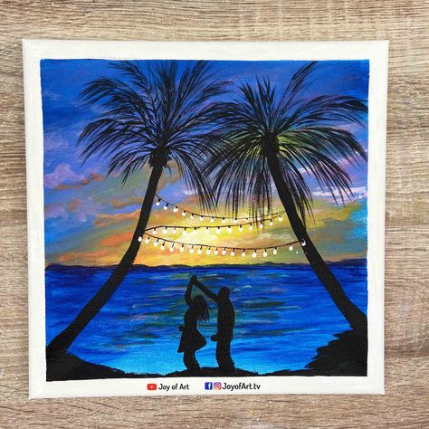 Mothers Day Acrylic Painting Ideas, Wedding Canvas Painting, Couples Painting Ideas, Sunset Acrylic Painting, Sunset Acrylic, Sunset Canvas Painting, Sunset Painting Acrylic, Colorful Canvas Art, Very Easy Rangoli Designs