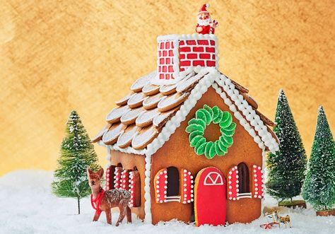 4 Festive Ways to Dress a Gingerbread House Edible Reindeer, Christmas Treats To Make, Homemade Gingerbread House, Cool Gingerbread Houses, Gingerbread House Recipe, Make A Gingerbread House, Fancy Decor, Cookie House, Christmas Gingerbread House