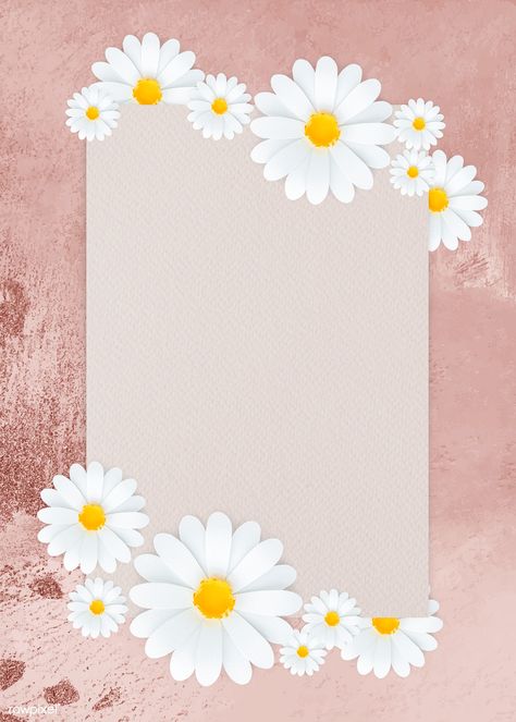 White daisy flower frame on pink background template illustration | premium image by rawpixel.com / Minty Pink Background Template, Daisy Flower Frame, Daisy Background, Corak Menjahit, White Daisy Flower, Daisy Party, Daisy Wallpaper, Background Template, Instagram Frame Template