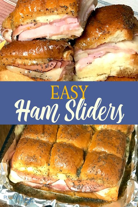 Easy Ham Sliders, Oven Baked Sliders, Baked Sliders, Kings Hawaiian Rolls, Ranch Party, Sliders Recipes Hawaiian Rolls, Easy Slider Recipes, Ham Sliders, Ham Cheese Sliders