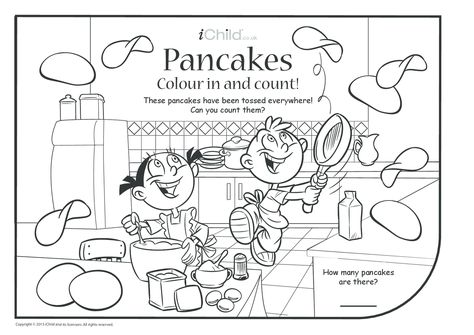 Pancake Day Colour & Count - iChild Cookery Worksheets, Pancake Day Activities For Children, Pancake Day Activities, Pancake Day Crafts, Shrove Tuesday Activities, Planets Preschool, Festival Activities, Pancake Tuesday, Pancake Party