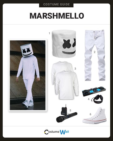 Get ready to drop the bass in style with this awesome costume idea for DJ and producer Marshmello. Marshmallow Costume Diy, Fortnite Costume Boys, Marshmallow Halloween Costume, Marshmello Costume, Marshmallow Costume, Halloween Costumes Kids Boys, Kids Costumes Boys, Diy Halloween Costumes For Kids, Halloween Coustumes