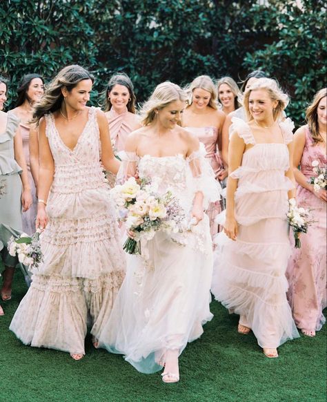 Mismatched Light Pink Bridesmaid Dresses, Bridesmaid Dresses Ruffles, Pale Pink Bridesmaid Dresses Mismatched, Blush Pink Bridesmaid Dresses Mismatched, Missmatching Bridesmaid Dresses, White Bridesmaid Dresses Mismatched, Velvet And Satin Bridesmaid Dresses, White Floral Bridesmaid Dresses, Textured Bridesmaid Dresses