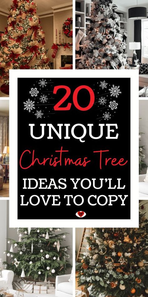 christmas trees Christmas Tree Without Ornaments, Beautiful Christmas Trees Decorated, Creative Christmas Tree Ideas, Unique Christmas Tree Ideas, Unique Christmas Trees Themes, Unusual Christmas Trees, Cheap Christmas Trees, Different Christmas Trees, Woodland Christmas Tree