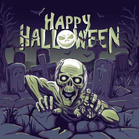 Zombies coming out of the grave. Illustration for Halloween. Happy Halloween. Grave Illustration, Zombie Icon, Zombie Illustration, The Zombies, Tree Saw, Wedding People, Heart Tree, Logo Banners, Cityscape Photos