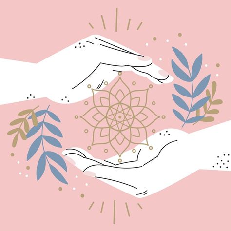 Energy healing hands hand drawn design | Free Vector #Freepik #freevector Healing Hands, Reiki Healing, Energy Healing, Reiki, Healing, Energy, Pink