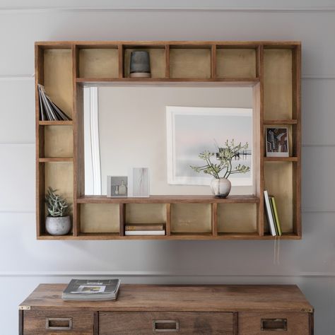 Bedroom shelf ideas – 15 stylish ways to use shelving for display and storage | Real Homes Field House, Rustic Wall Mirrors, Wall Mirror With Shelf, Mirror Wall Living Room, Mirror Wall Bedroom, Large Wall Mirror, Mirror Design Wall, Mirror With Shelf, Mirror Wall Bathroom