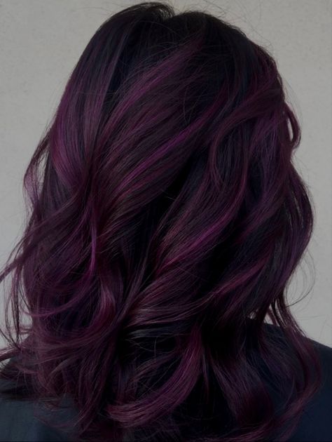 Dark Purple Hair With Blonde, Dark Purple Hair With Brown, Overtone Hair Color, Dark Purple Hair Color Ideas, Purple Hair Tips, Hair Swatches, Purple Highlights Brown Hair, Deep Purple Hair, Home Hair Color