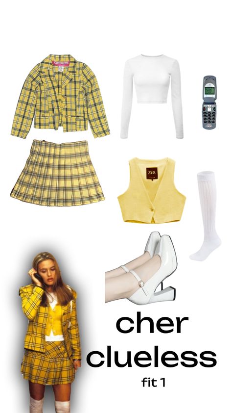 Cher Clueless Outfit Halloween Costumes, Clueless Costume Ideas, Cher Clueless Halloween Costume, Clueless Outfits Inspiration, Cher Clueless Costume, Cher Clueless Outfit, Clueless Costume, Clueless Halloween Costume, Black Halloween Costumes