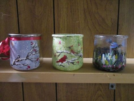 Oui Yogurt Jars Ideas, Oui Jars, Oui Yogurt, Yogurt Jars, Jars Ideas, Crafts With Glass Jars, Candle Dish, Diy Jar Crafts, Jar Diy