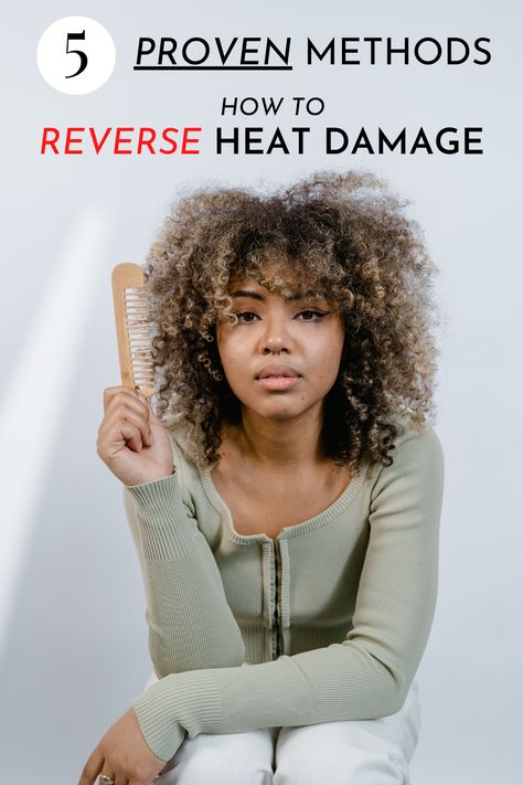 If you're struggling with heat damage, you're not alone. Millions of women deal with this issue every day. But there is hope! There are a number of effective ways to reverse heat damage and bring your natural hair back to life. In this article, we'll share five of the most proven methods to revitalize your natural hair. How To Style Heat Damaged Hair Natural, Natural Hairstyles For Heat Damaged Hair, Fixing Heat Damaged Natural Hair, Styling Damaged Curly Hair, Reverse Heat Damage Natural Hair, Repair Heat Damaged Hair, How To Treat Heat Damaged Hair, Heat Damaged Natural Hair Hairstyles, Heat Damaged Natural Hair Repair