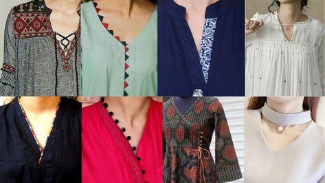 V shape neck design 2022 | neck design with lace | neck design 2022 | neck design | fashion trends Sleeves Design For Blouse, Sleeves Design For Kurtis, Girls Boutique Dresses, Design Kurti, Kurti Sleeves, Design Kurta, Latest Fashion For Girls, Kurti Sleeves Design, Gala Design