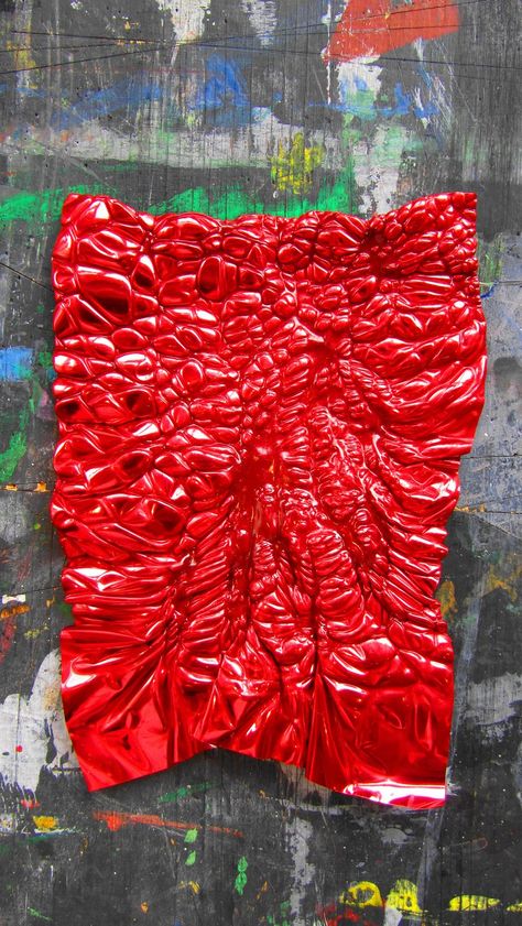 Textiles Sketchbook, A Level Textiles, Textiles Projects, Red Foil, Textiles Techniques, Textile Texture, Design Textile, Recycled Art, Baking Paper