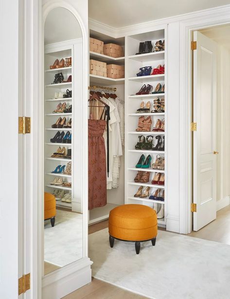 20 Bedroom Closet Ideas for a Beautiful, Well-Organized Wardrobe Wardrobe Closet Organization Ideas, Pink Closet, Statement Wallpaper, Walk In Robe, Pax Wardrobe, Chris Loves Julia, Drawer Dividers, Walk In Wardrobe, Closet Space