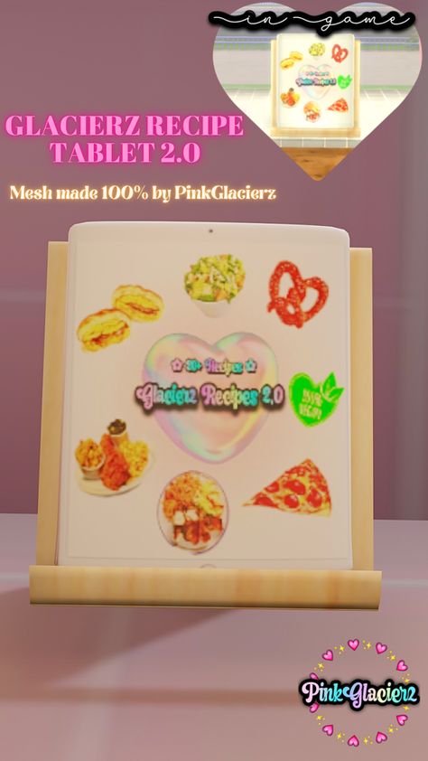 ˖⁺‧₊˚♡˚₊‧⁺˖ NEW! Glacierz Recipe Tablet 2.0 ˖⁺‧₊˚♡˚₊‧⁺˖ | Patreon Tablet Recipe, Free Sims 4, Custom Recipe, The Sims 4 Download, Functional Food, Sims 4 Cc Furniture, Edible Food, My Recipes, Sims 4 Mods