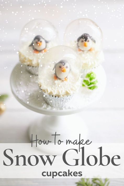 Snow Globe Cupcakes Gelatin Bubbles, Gelatin Bubbles How To Make, Edible Snow Globes, Christmas Bake Off Ideas, Gelatine Bubbles, Edible Bubbles, Easy Christmas Treats Recipes, Make Your Own Snow Globe, Globe Cupcakes