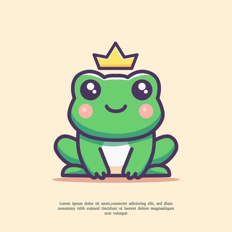 linda ilustración de dibujos animados de rana Animated Frog Drawings, Cartoon Frogs Cute, Cute Funny Frog Drawings, Cute Frog Face Drawing, Frog With Crown Drawing, Frog Drawing, Cute Frogs, Picture Book, Easy Drawings