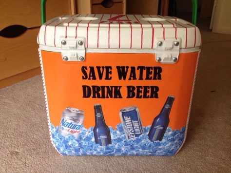 Save water drink beer Sae Cooler, Frat Coolers Beach, Coors Banquet Frat Cooler, Beach Weekend Cooler Fraternity, Corona Bottle Frat Cooler, Tke Fraternity Coolers, Save Water Drink Beer, Save Water Drink, Cooler Ideas